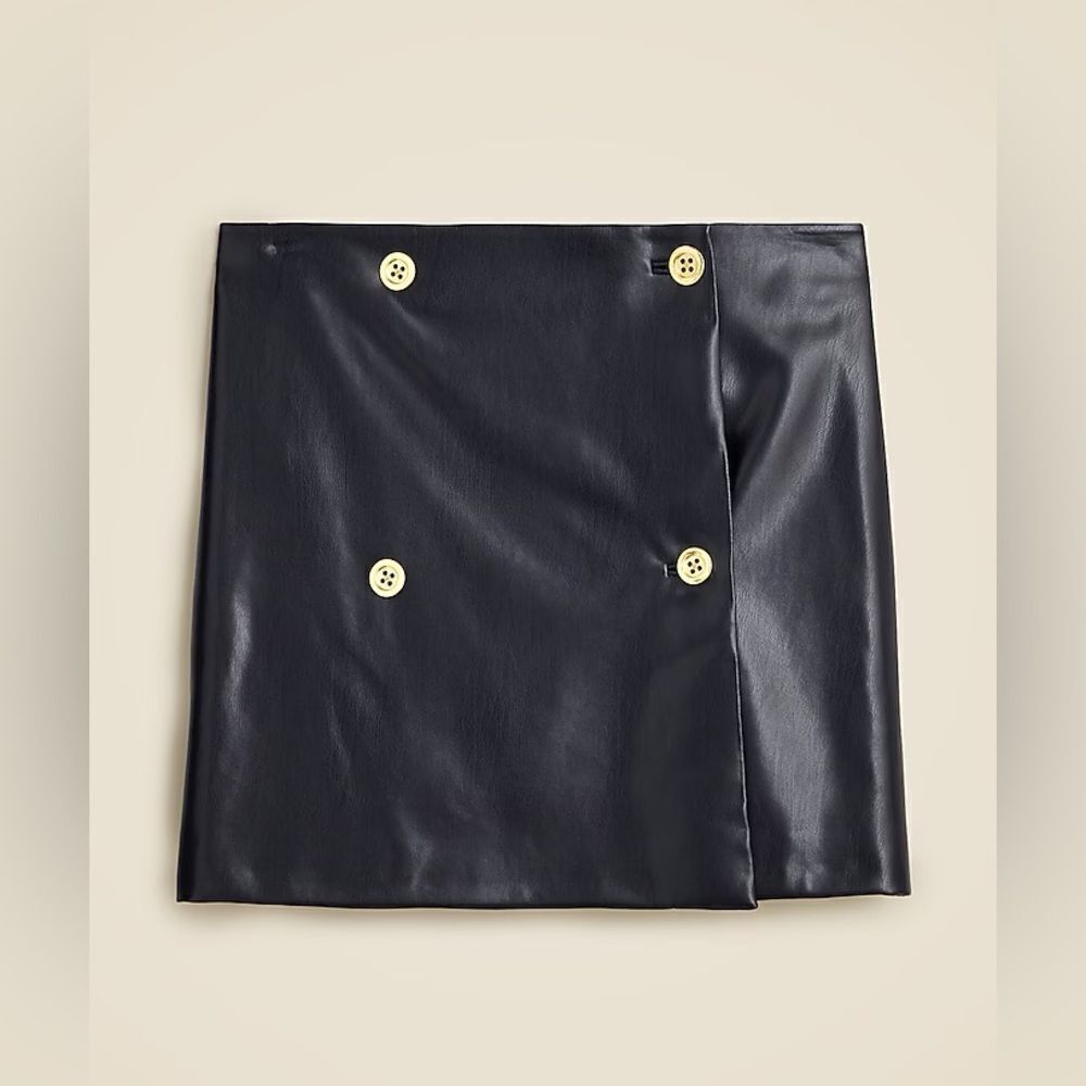 NWT J CREW Mini wrap skirt in faux patent leather in dark navy - Picture 3 of 6